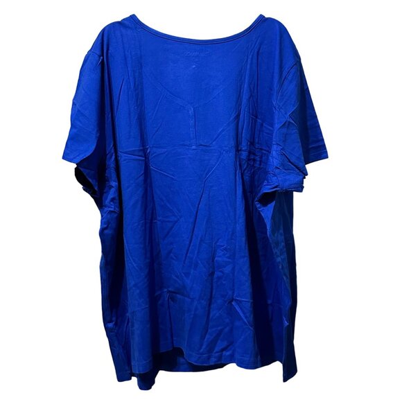 Roman’s size 4X 34/36 cobalt blue cotton v neck new in package tunic Henley top - Picture 3 of 8